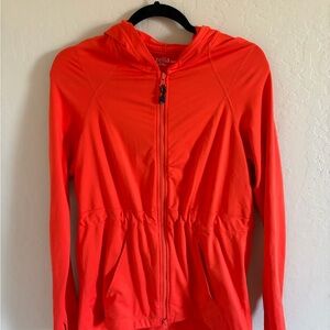 Zella Women's Vibrant Orange full zip hooded athletic workout jacket